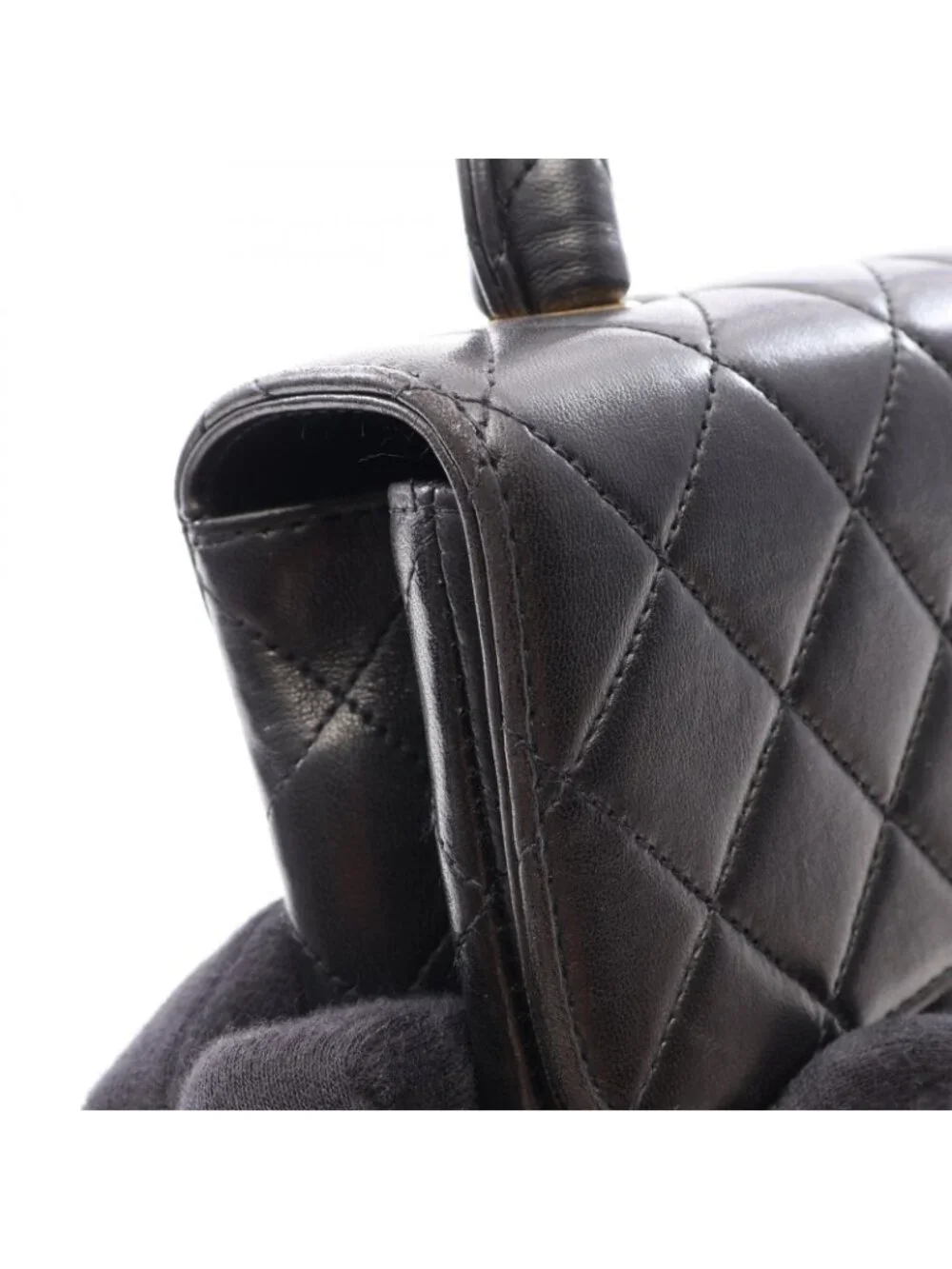 Chanel Handbag Quilted Parent Child Bag Black Lambskin